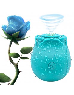 Blue the Rose Vibrator with 7 Sucking + 7 Vibrating Modes for Women Man Couple Pleasure, Flower Vibrator with Thrusting Dildo Sex Toys