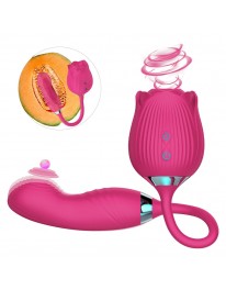 Double Head Sucking Rose Womens Toy with 10 Powerful Modes for Her, Vibrator Penis Sex Toys with Flapping Vibrator, 2022 Upgraded Rose Flower Adult Toy, Silicone, Pink