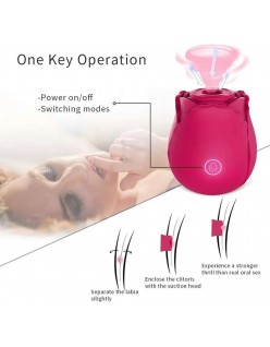 Blue the Rose Vibrator with 7 Sucking + 7 Vibrating Modes for Women Man Couple Pleasure, Flower Vibrator with Thrusting Dildo Sex Toys