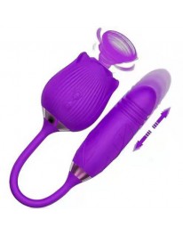 Purple Rose Toy for Women, Rechargeable Rose Flower Sexual Toy with 10 Modes Double Pleasure, G Spot Rose Vibrater for Clitoris & Nipple Stimulation, Silicone Adult Sex Toys