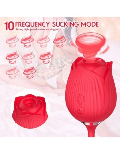 Rose Female Toy with Dildo, Rose Vibrator with 10 Sucking & 10 Vibrating modes, Flower Vibrator Usb Rechargeable Waterproof,  Female Decompression Artifact