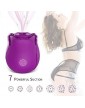 Tongue Licking Mini Rose Sexual Toy with 7 Vibrating Pleasure for Clitoris & Nipple Stimulation, the Rose Toys for Women, Silicone Waterproof Purple Rose Massager